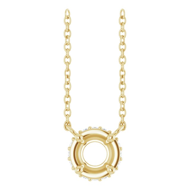 14K Yellow 5 mm Round .05 CTW Natural Diamond Hidden Halo 18" Necklace