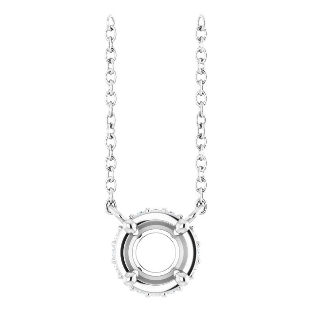 14K White 5 mm Round .05 CTW Natural Diamond Hidden Halo 18" Necklace
