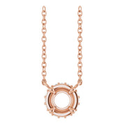 14K Rose 5 mm Round .05 CTW Natural Diamond Hidden Halo 18" Necklace