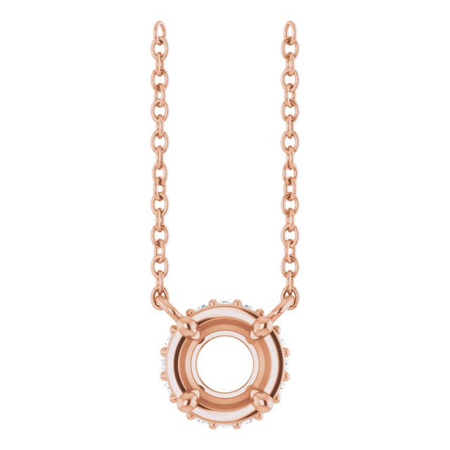 14K Rose 5 mm Round .05 CTW Natural Diamond Hidden Halo 18" Necklace