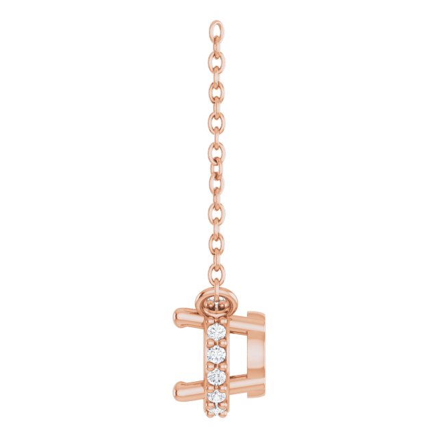 14K Rose 5 mm Round .05 CTW Natural Diamond Hidden Halo 18" Necklace