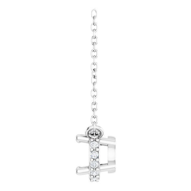14K White 5 mm Round .05 CTW Natural Diamond Hidden Halo 18" Necklace