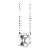 14K White 5 mm Round .05 CTW Natural Diamond Hidden Halo 18" Necklace