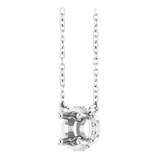 14K White 5 mm Round .05 CTW Natural Diamond Hidden Halo 18" Necklace