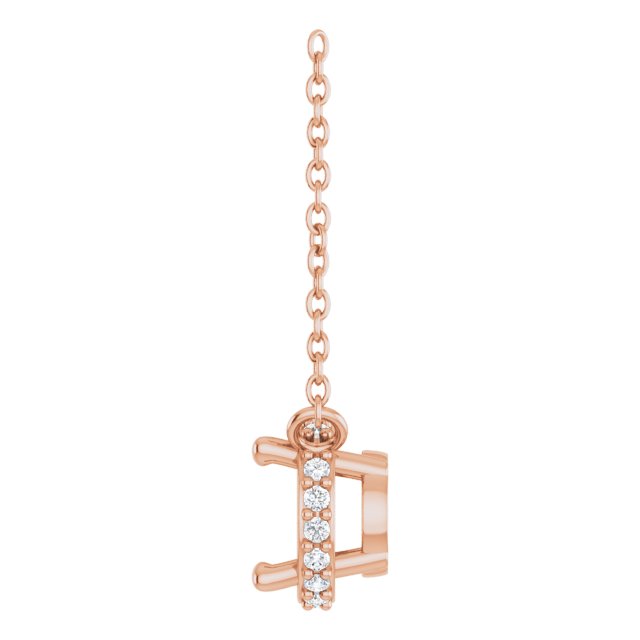 14K Rose 5.5 mm Round .06 CTW Natural Diamond Hidden Halo 18" Necklace