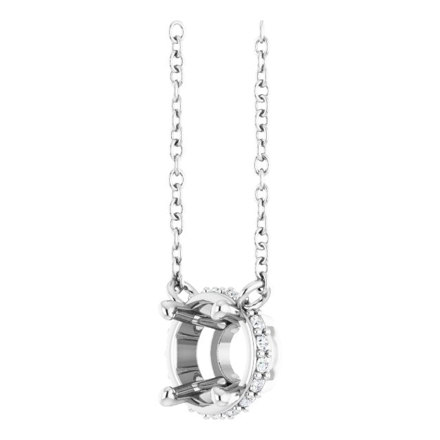 14K White 5.5 mm Round .06 CTW Natural Diamond Hidden Halo 18" Necklace