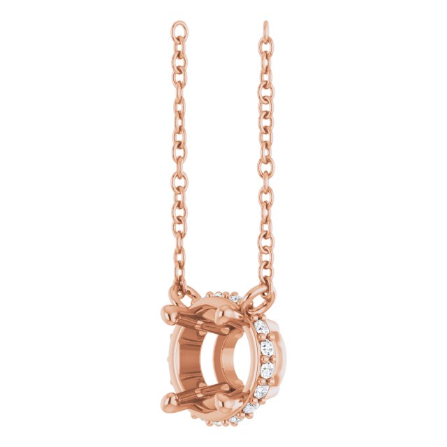 14K Rose 5.5 mm Round .06 CTW Natural Diamond Hidden Halo 18" Necklace