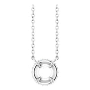 14K White 5.5 mm Round .06 CTW Natural Diamond Hidden Halo 18" Necklace