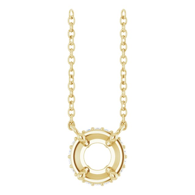 14K Yellow 5.5 mm Round .06 CTW Natural Diamond Hidden Halo 18" Necklace