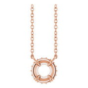 14K Rose 5.5 mm Round .06 CTW Natural Diamond Hidden Halo 18" Necklace