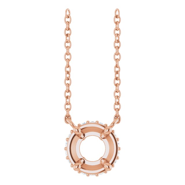 14K Rose 5.5 mm Round .06 CTW Natural Diamond Hidden Halo 18" Necklace