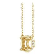 14K Yellow 6 mm Round .06 CTW Natural Diamond Hidden Halo 18" Necklace