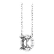 14K White 6 mm Round .06 CTW Natural Diamond Hidden Halo 18" Necklace