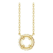 14K Yellow 6 mm Round .06 CTW Natural Diamond Hidden Halo 18" Necklace