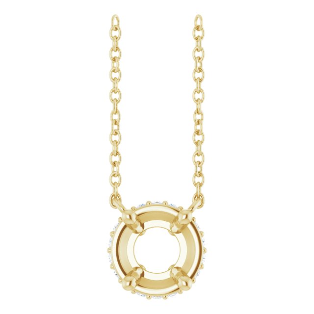 14K Yellow 6 mm Round .06 CTW Natural Diamond Hidden Halo 18" Necklace