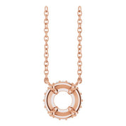 14K Rose 6 mm Round .06 CTW Natural Diamond Hidden Halo 18" Necklace