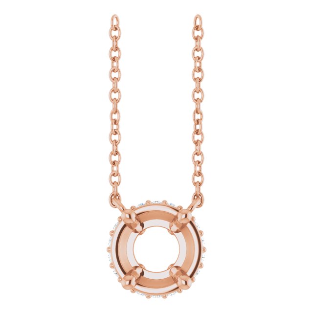14K Rose 6 mm Round .06 CTW Natural Diamond Hidden Halo 18" Necklace