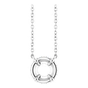 14K White 6 mm Round .06 CTW Natural Diamond Hidden Halo 18" Necklace