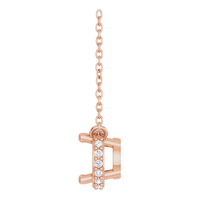 14K Rose 6 mm Round .06 CTW Natural Diamond Hidden Halo 18" Necklace