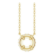 14K Yellow 6.5 mm Round .06 CTW Natural Diamond Hidden Halo 18" Necklace