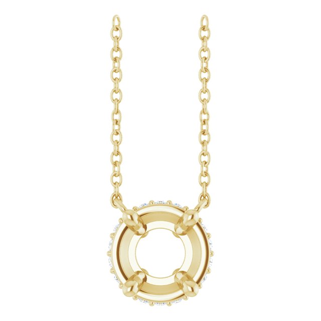 14K Yellow 6.5 mm Round .06 CTW Natural Diamond Hidden Halo 18" Necklace