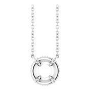 14K White 6.5 mm Round .06 CTW Natural Diamond Hidden Halo 18" Necklace