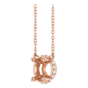 14K Rose 6.5 mm Round .06 CTW Natural Diamond Hidden Halo 18" Necklace