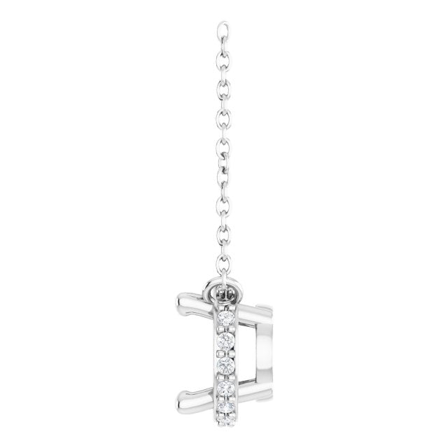 14K White 6.5 mm Round .06 CTW Natural Diamond Hidden Halo 18" Necklace