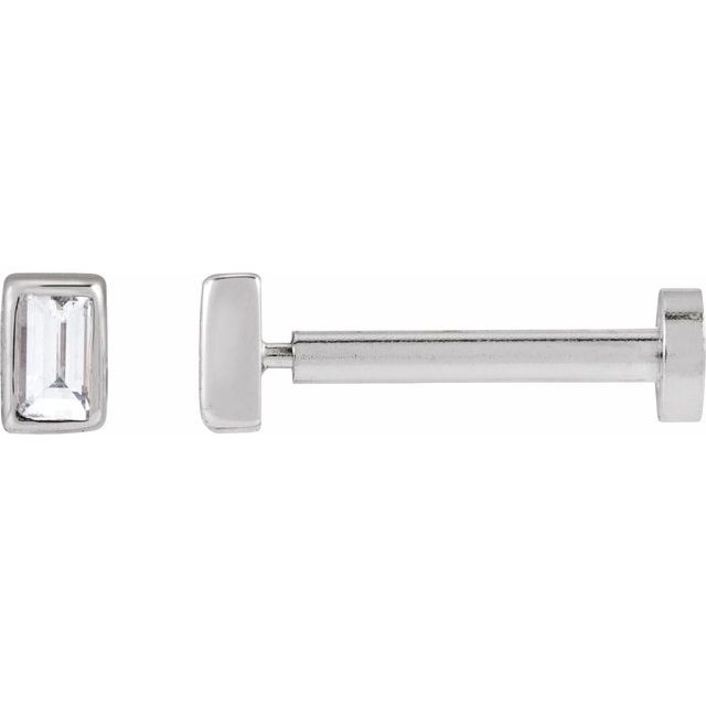 14K White Lab-Grown Diamond Press Fit Back Stud Earring - Part #LG100