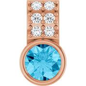 14K Rose Natural Aquamarine & .04 CTW Natural Diamond Pendant