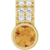 14K Yellow Natural Citrine & .04 CTW Natural Diamond Pendant