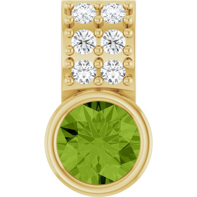 14K Yellow Natural Peridot & .04 CTW Natural Diamond Pendant
