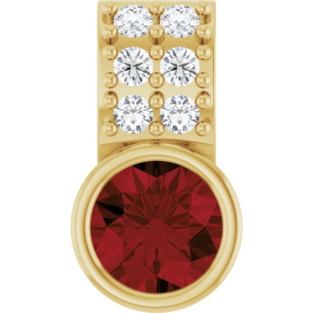 14K Yellow Natural Mozambique Garnet & .04 CTW Natural Diamond Pendant