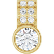 14K Yellow Natural White Sapphire & .04 CTW Natural Diamond Pendant