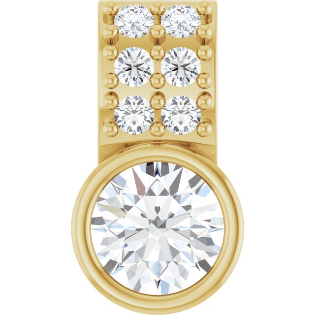 14K Yellow Natural White Sapphire & .04 CTW Natural Diamond Pendant