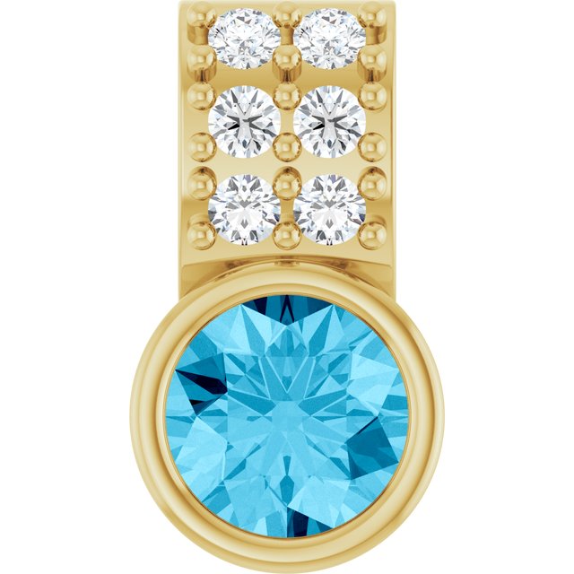 14K Yellow Natural Aquamarine & .04 CTW Natural Diamond Pendant