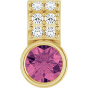 14K Yellow Natural Pink Tourmaline & .04 CTW Natural Diamond Pendant