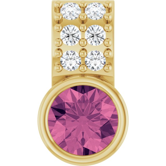 14K Yellow Natural Pink Tourmaline & .04 CTW Natural Diamond Pendant