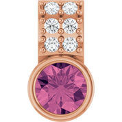 14K Rose Natural Pink Tourmaline & .04 CTW Natural Diamond Pendant