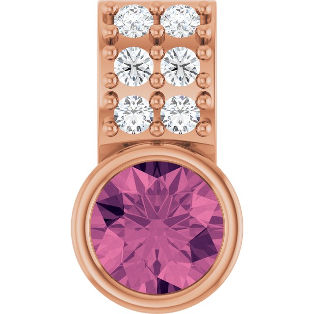 14K Rose Natural Pink Tourmaline & .04 CTW Natural Diamond Pendant
