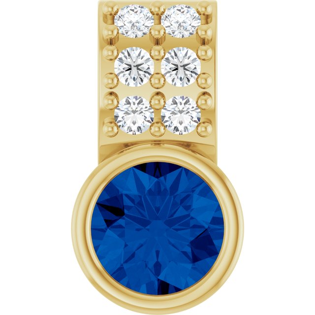 14K Yellow Lab-Grown Blue Sapphire & .04 CTW Natural Diamond Pendant