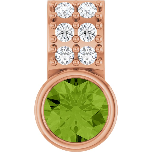 14K Rose Natural Peridot & .04 CTW Natural Diamond Pendant