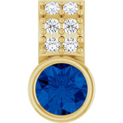14K Yellow Natural Blue Sapphire & .04 CTW Natural Diamond Pendant