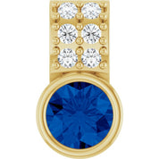 14K Yellow Natural Blue Sapphire & .04 CTW Natural Diamond Pendant