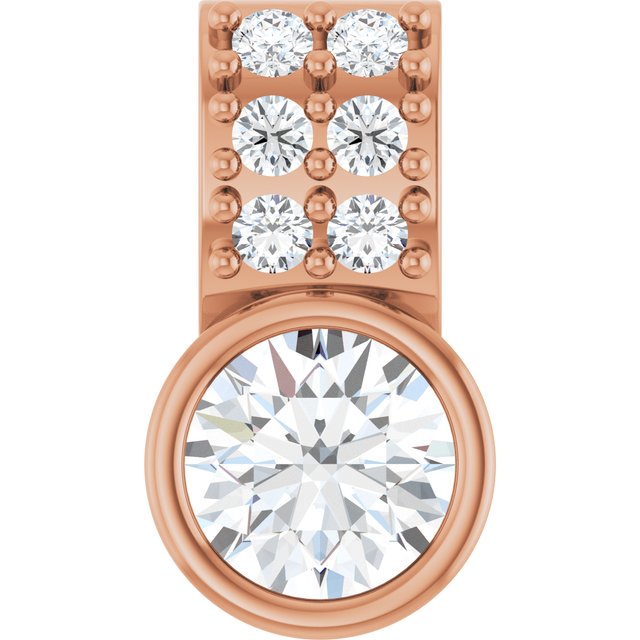14K Rose Natural White Sapphire & .04 CTW Natural Diamond Pendant