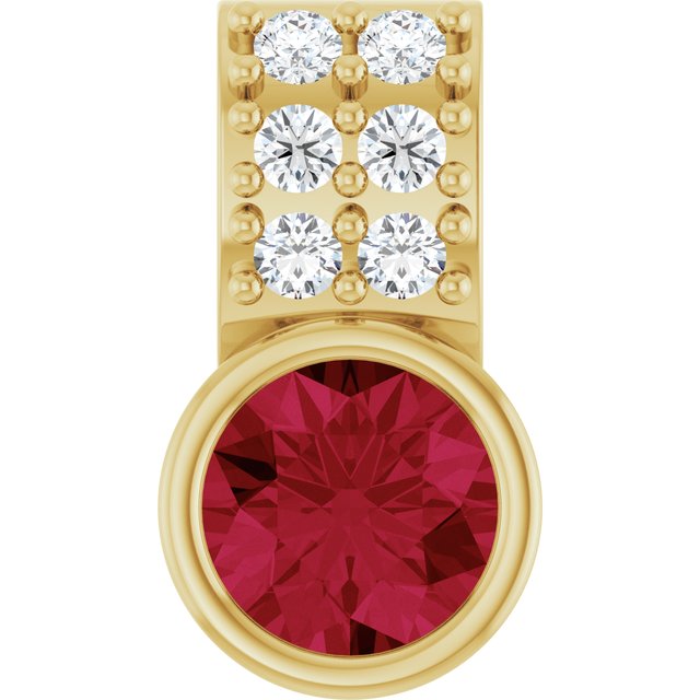 14K Yellow Natural Ruby & .04 CTW Natural Diamond Pendant