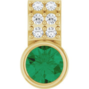 14K Yellow Lab-Grown Emerald & .04 CTW Natural Diamond Pendant