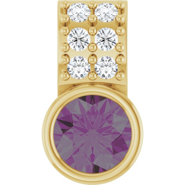 14K Yellow Lab-Grown Alexandrite & .04 CTW Natural Diamond Pendant