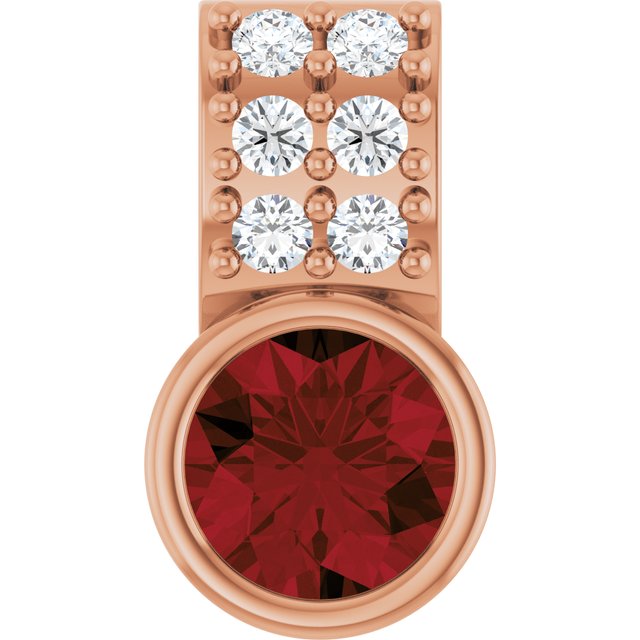 14K Rose Natural Mozambique Garnet & .04 CTW Natural Diamond Pendant