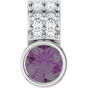 14K White Lab-Grown Alexandrite & .04 CTW Natural Diamond Pendant